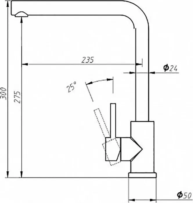 Смеситель для кухни AQUANET Steel сатин (228450)