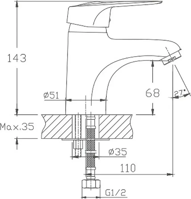 Смеситель для раковины Haiba HB04 хром (HB1004)