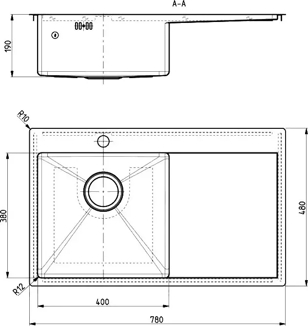 Мойка кухонная Alveus Quarto 30 сталь (1124384)