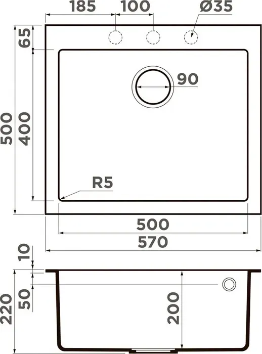 Мойка кухонная OMOIKIRI Bosen 57A-GB графит (4993818)