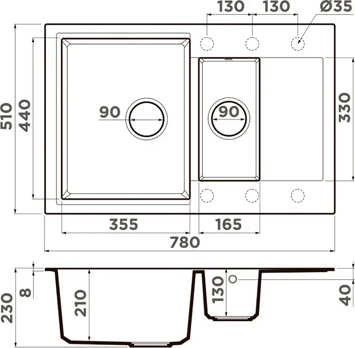 Мойка кухонная OMOIKIRI Daisen 78-2T-WH белый (4993530)