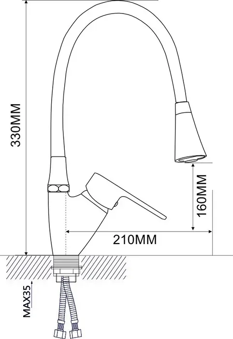 Смеситель для кухни Ammore A5007-5T хром/зеленый