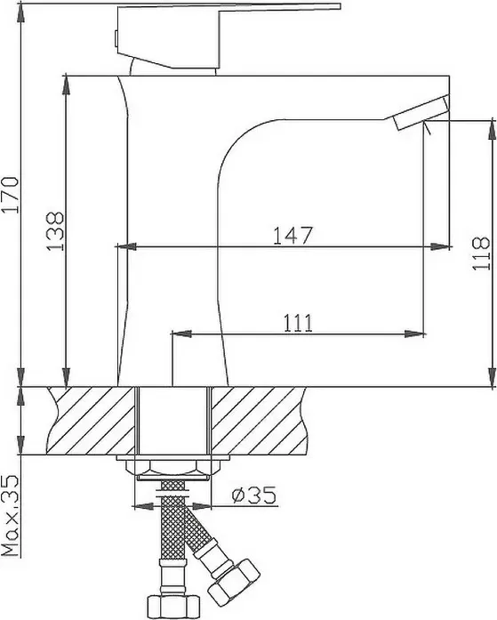 Смеситель для раковины Haiba HB802 нержавеющая сталь (HB10802)
