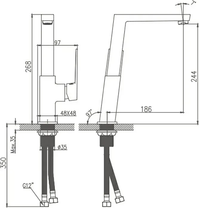Смеситель для кухни Haiba HB191 хром (HB70191)