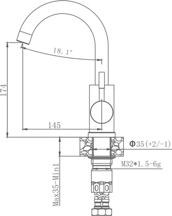 Смеситель для кухни Haiba нержавеющая сталь (HB72304-3)