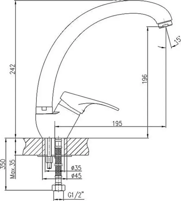 Смеситель для кухни Haiba HB13-1 хром матовый (HB4113-1)