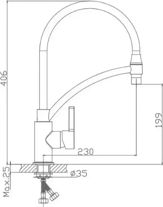 Смеситель для кухни Haiba HB643-3 хром/серый (HB73643-3)