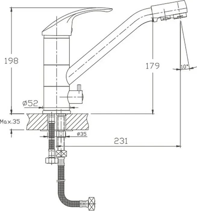 Смеситель для кухни Haiba HB21-5 с подключением фильтра, сатин (HB4321-5)