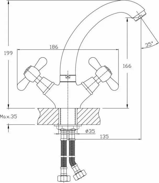 Смеситель для кухни Haiba HB25 хром (HB4325)