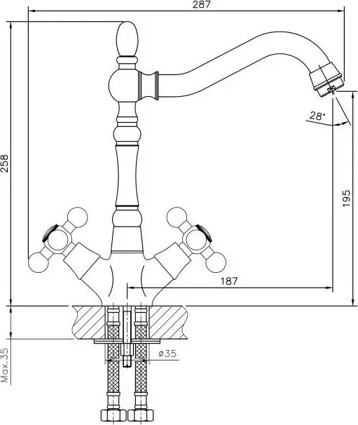 Смеситель для кухни Haiba HB19-4 бронза (HB4419-4)