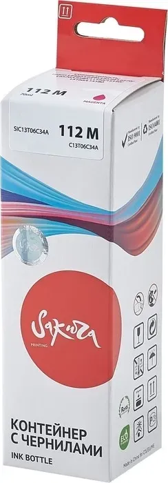 Контейнер Sakura с чернилами C13T06C34A (112 M) для Epson, пурпурный, 70 мл. с M) 70