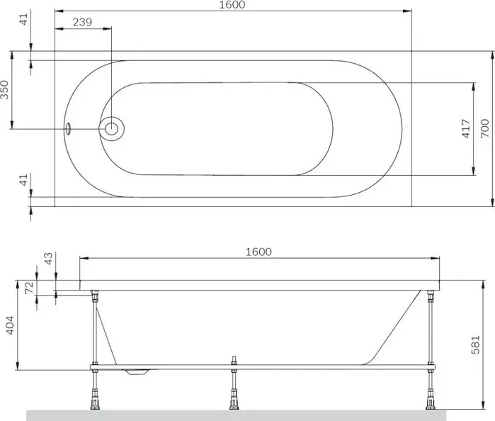 Акриловая ванна Am.Pm X-Joy 160х70 (W94A-160-070W-A1)