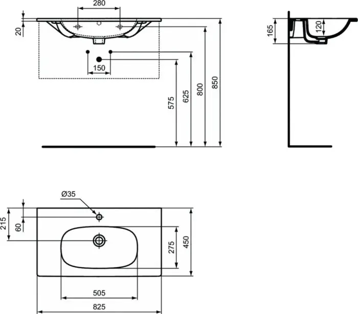 Раковина мебельная Ideal Standard Tesi 82х45 Silk Black (T3509V3)