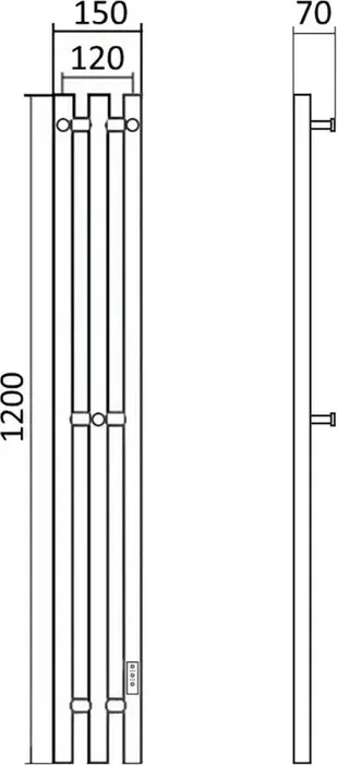 Полотенцесушитель электрический Маргроид Inaro 15x120 правый, черный матовый (Inaro3v-12012-1049-9005R)