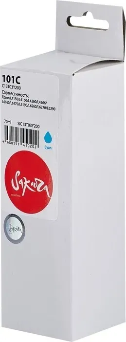 Контейнер Sakura с чернилами C13T03Y200 (101/001) для Epson, голубой, 70 мл.