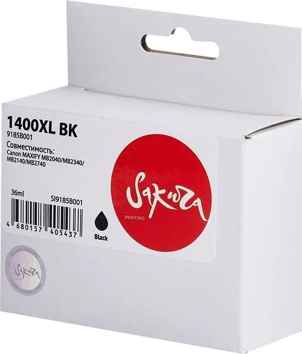 Картридж Sakura 9185B001 (1400XL BK) для Canon, черный, 36 мл., 1200 к.
