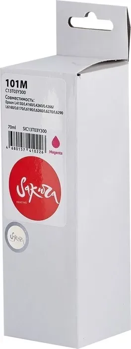 Контейнер Sakura с чернилами C13T03Y300 (101/001) для Epson, пурпурный, 70 мл.
