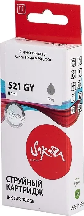 Картридж Sakura 2937B004 (521 GY) для Canon, серый, 8,4 мл., 1400 к.