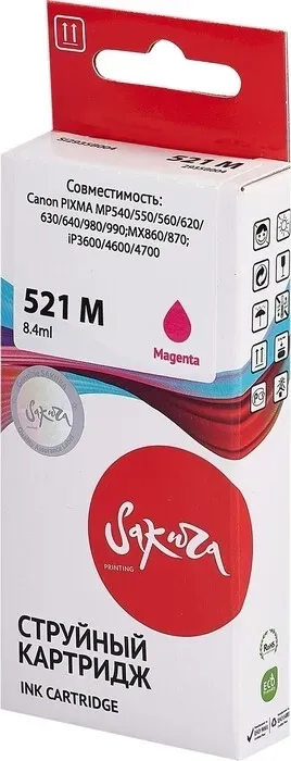 Картридж Sakura 2935B004 (521 M) для Canon, пурпурный, 8,4 мл., 530 к.