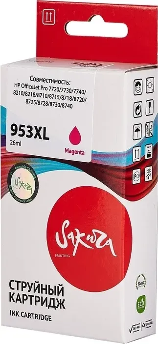 Картридж Sakura F6U17AE (№953XL Magenta) для HP, пурпурный, 26 мл., 1600 к.