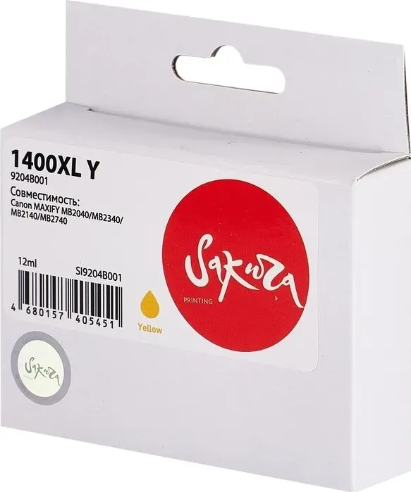 Картридж Sakura 9204B001 (1400XL Y) для Canon, желтый, 12 мл., 1000 к.
