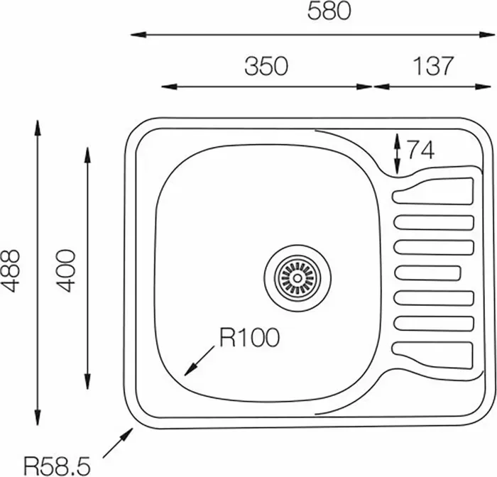 Мойка кухонная Wellinox COL580.488.GT8K нержавеющая сталь