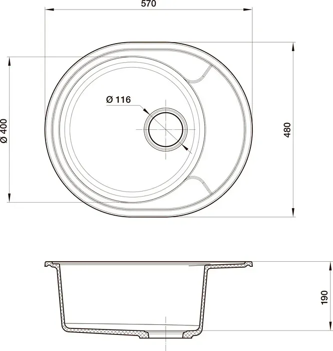 Мойка кухонная Reflection Allonge RF0658BL черная