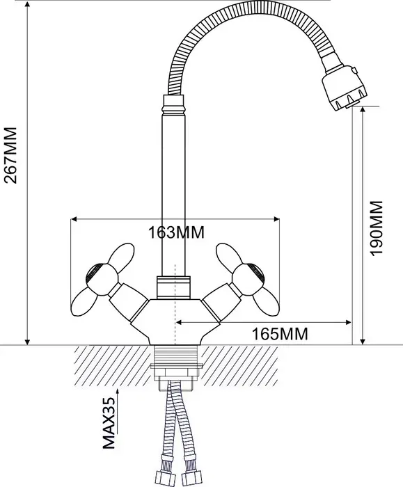 Смеситель для кухни Ammore A5383-4T хром/красный