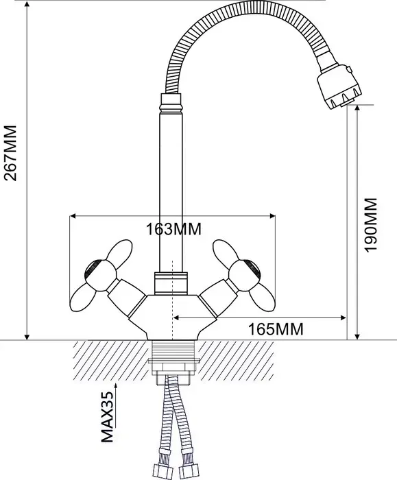 Смеситель для кухни Ammore A5383-3T хром/белый