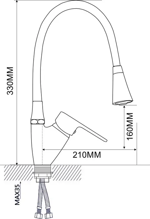 Смеситель для кухни Ammore A5007-7T хром/желтый