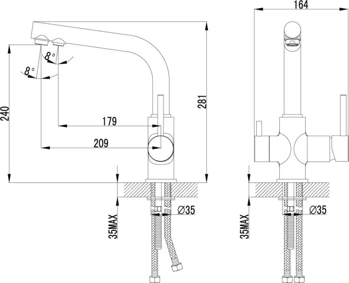 Смеситель для кухни LEMARK Comfort с подключением к фильтру, бежевый (LM3061PBG)