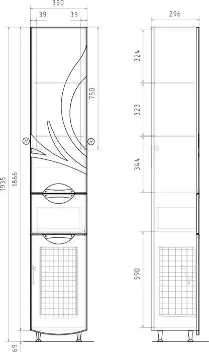 Пенал Volna Adel 35х195 белый (pnADEL35-01)