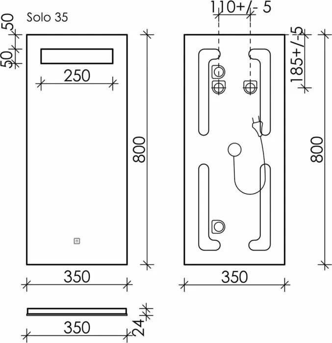 Зеркало Sancos Solo 35х80 подсветка, сенсор (SL35)