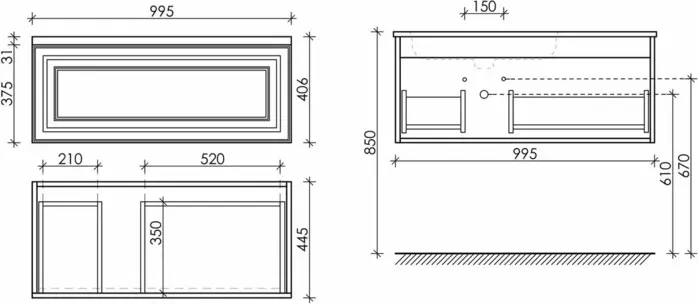 Тумба под раковину Sancos Very 100х45 Bianco (VR100LW)
