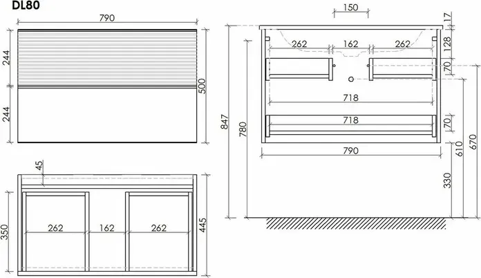 Тумба под раковину Sancos Delta 80х45 дуб красный/графит (DL80GR)