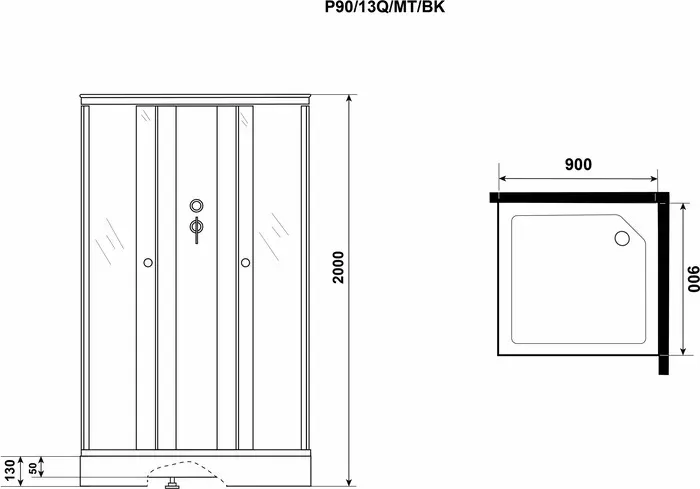 Душевая кабина Niagara Promo P90/13Q/MT/BK 90х90х195