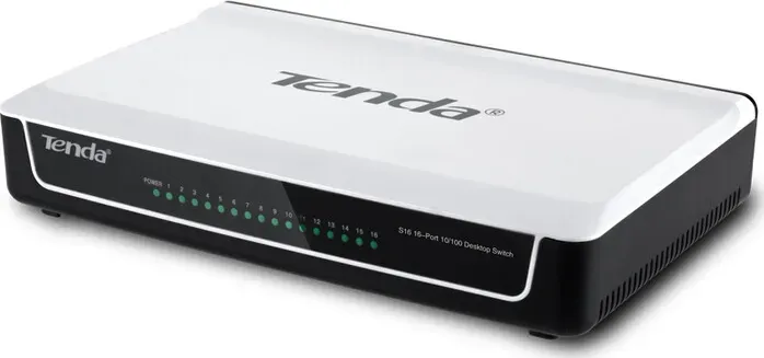 Коммутатор Tenda S16 (16 портов Ethernet 10/100 Мбит/сек, IEEE 802.3 10Base-T, 802.3u 100Base-TX, 802.3x Flow Control) (S16)