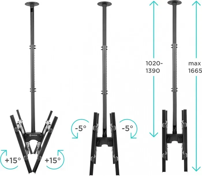 Кронштейн Onkron N3L черный 40-80 макс.50кг потолочный наклон 40"-80"
