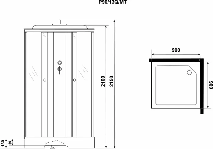 Душевая кабина Niagara Promo P90/13Q/MT 90х90х215