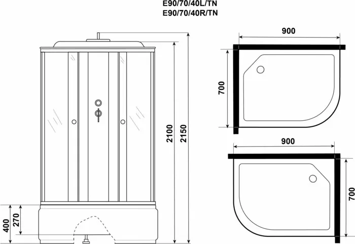 Душевая кабина Niagara Eco E90/70/40L/TN 90х70х215 левая
