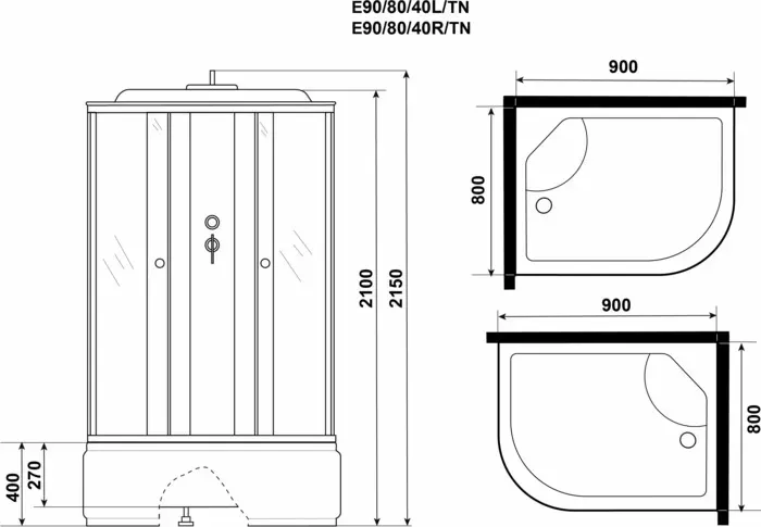 Душевая кабина Niagara Eco E90/80/40L/TN 90х80х215 левая