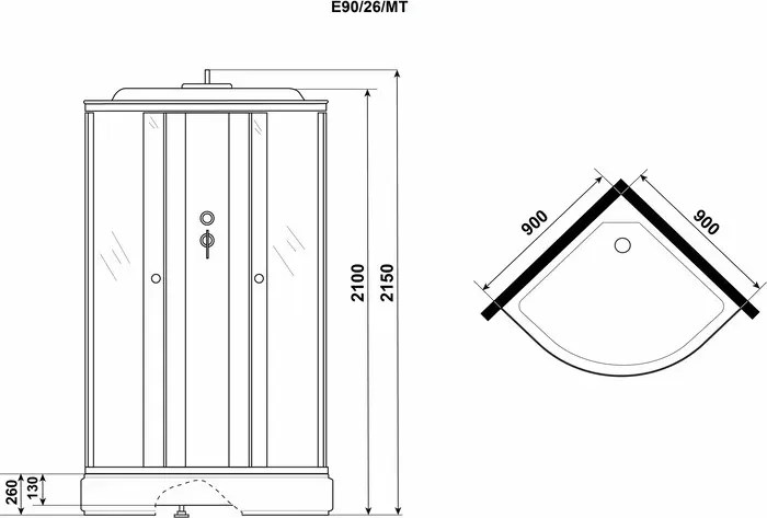 Душевая кабина Niagara Eco E90/26/MT 90х90х215