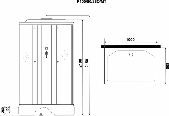 Душевая кабина Niagara Promo P100/80/26Q/MT 100х80х215