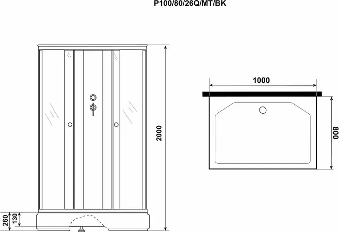 Душевая кабина Niagara Promo P100/80/26Q/MT/BK 100х80х195