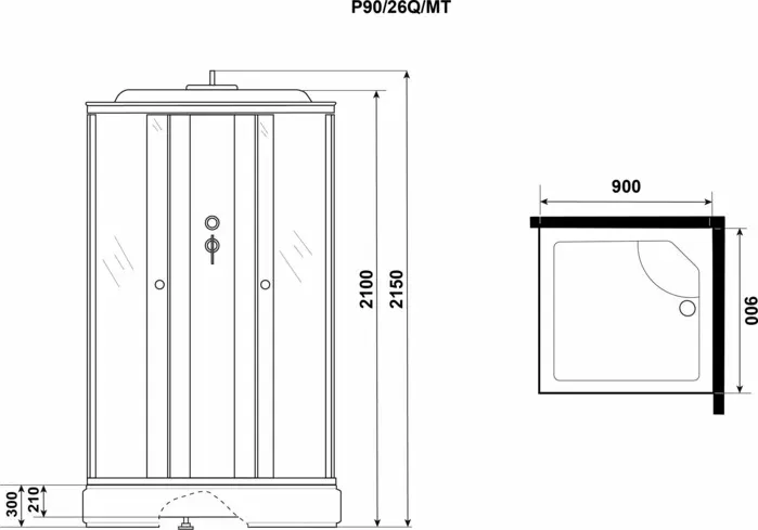 Душевая кабина Niagara Promo P90/26Q/MT 90х90х215
