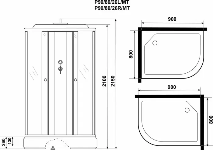 Душевая кабина Niagara Promo P90/80/26L/MT 90х80х215 левая