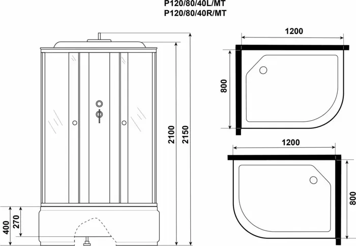 Душевая кабина Niagara Promo P120/80/40L/MT 120х80х215 левая