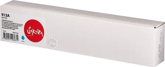 Картридж Sakura F6T77AE (№913A Cyan) для HP, голубой, 55 мл., 3000 к.