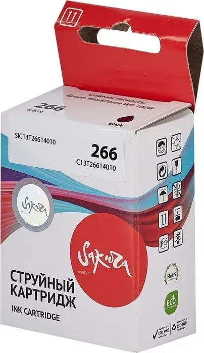 Картридж Sakura C13T26614010 (266 Black) для Epson, черный, 8,8 мл., 250 к.