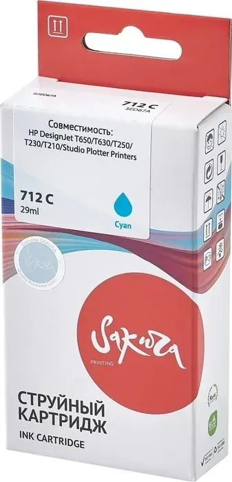 Картридж Sakura 3ED67A (№712 Cyan) для HP, голубой чернил, 29 мл.